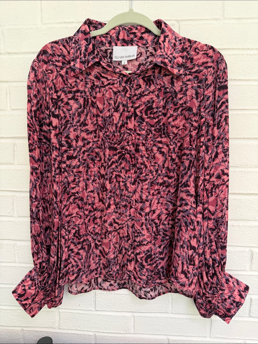 Gunner Farrar Pink Abstract Print Button-Up Blouse